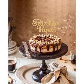 Decoración para tartas de Feliz Día Padre – Decoración elegante para tartas con purpurina dorada para celebración del día del padre y centro de mesa de postre