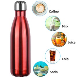 flintronic Stainless Steel Water Bottle, 500 ml - Vacuum-Insulated Thermos Flask - Double-Walled Bottles - BPA-Free, Leak-proof Water Bottle for Sports, School, Fitness (Including 1 Cleaning Brush)