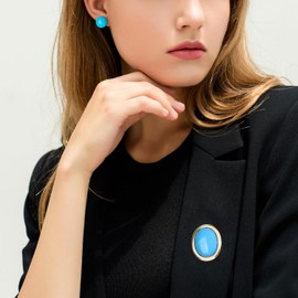 Arete de princesa azul, no perforados, con clip y broche, accesorios de juego de princesa, disfraz de cosplay para mujer, Resina, Sin piedra preciosa