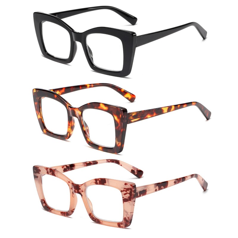 Chiccool Oprah Style Reading Glasses for Women,3 Pack Oversized Square