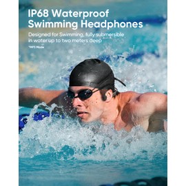 Swimming Headphones, IP68 Waterproof Bone Conduction Headphones Bluetooth 5.4 with MP3 Player 32 GB Storage, Wireless Sports Open Ear Underwater Earphones for Swimming, Running,Cycling,Surfing
