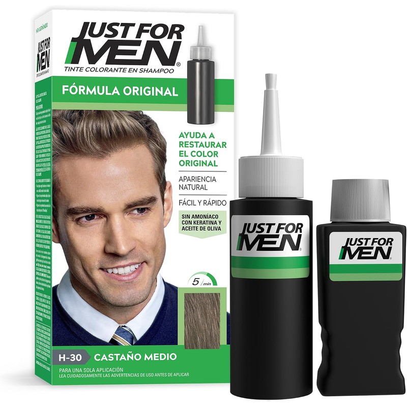 Just For Men Shampoo para Canas, Fórmula Original, Castaño H35,