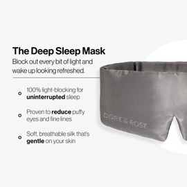 Dore & Rose Deep Sleep Mask Light Blocking, 23 Momme Mulberry Silk Eye Mask, Ultra Soft, Adjustable - Travel Sleeping Mask for Men & Women - Charcoal