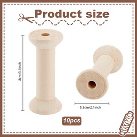 PH PandaHall 10pcs Wooden Bobbins Thread Organizer Bobbin Winder Knitting Thread Storage Floss Keeper Thread Holder for Sewing Project Embroidery Crochet Needlework Tool 3x2 Inch, Antique White
