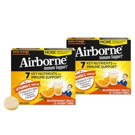 Airborne 1000mg Vitamin C + Zinc Sugar Free Multivitamin Immune Support Effervescent Fizzy Drink Tablets, Zesty Orange Flavor with Powerful Antioxidan