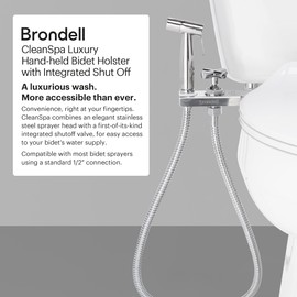 Brondell MBH-40-S CleanSpa Luxury Handheld Bidet Attachment for Toilet with Stainless Steel Holster and Built-In Shut Off Valve, Dual Spray Options, Includes Spiral Metal Hose, Stainless Steel