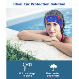 MoKo Swinmmers Headband for Kids, Lovely Swimming Headband Ear Band for Kids Keep Water Out Waterproof Ear Protection Band for Bathing Swimming Ear Band for Kids Age 3-9 M Size, Blue Octopus