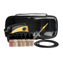 Glam Air Airbrush Makeup Machine System with 5 Dark Matte Shades of Foundation and Airbrush Blush light