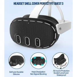 YRXVW Silicone Cover Set Compatible with Meta/Oculus Quest 3 Accessories, Controller Grips, VR Shell Cover, Facial Interface Cover, Protective Lens Cover, Tempered Glass Lens Caps, Not Fit Quest 3S