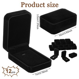 12 Pcs Necklace Pendant Box Velvet Jewelry Storage Display Case Ring Earring Pendant Jewelry Boxes Pearl Necklace Holder Gift Boxes for Christmas Wedding Engagement Birthday Anniversary(Black)