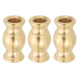 PATIKIL Lamp Solid Brass Spindle, 3 Pack M10 Fine Threaded Turned Brass Spindle Lamp Pipe Coupling Rod Connector Light Fixture for Light Repair Decoration, 17 x 30mm