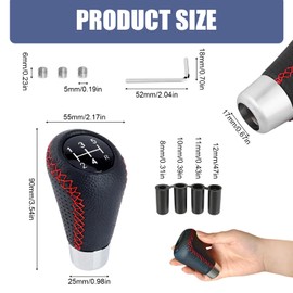 ZynoMUCH Car Gear Shift Knob 5 Speed, Universal Leather Gear Shift Lever, Gear Shifter Knobs with Hoses 8mm 10mm 12mm, Gear Stick Knobs Suitable for Most Manual & Automotive Vehicles