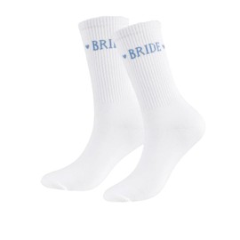 Kotkiddy Braut Socken, Weiß Blau Braut zu sein Etwas Blau Geschenk, Weiche Baumwolle Braut Socken für Frauen Verlobung Hochzeit Brautjungfern Geschenke