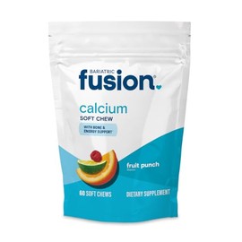 Bariatric Fusion Citrato de calcio de 500 mg y vitamina bariátrica suave para masticar, sabor a ponche de frutas, pacientes de cirugía bariátrica, incluyendo derivación gástrica y gastrectomía de manga, 60 unidades, sin azúcar