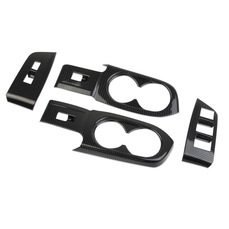 crosselec Carbon Fiber Window Lift Switch Panel Rear Cup Holder