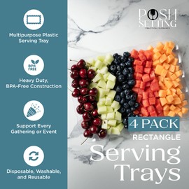 Posh Setting - Plastic Trays for Serving Food, Glitter Gold Serving Trays for Party, Plastic Serving Trays, Serving Dishes for Parties, Plastic Platters & Food Trays for Party, Plastic Serveware-9x13