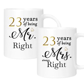 ERYUWOZA 23 Year Anniversary Coffee Mugs Set of 2, 23th Anniversary Wedding Gifts for Wife Husband Parents Couple Grandparents, 23 Year Anniversary Engagement Gifts Cups, 11oz