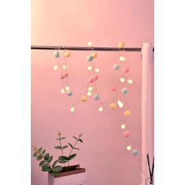 FLCSIed - Luces de globo de 6.56 pies, 20 luces LED 3AA con pompones de luz de hadas para recámara, día de San Valentín, boda, fiesta, Navidad, decoración del hogar (rosa y azul claro)