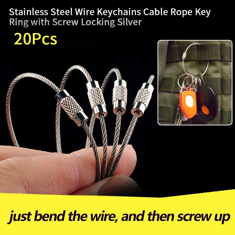20 Unids Alambre De Acero Inoxidable Llaveros Cable Heavy Duty