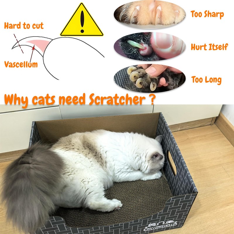 SAWOOGAHO Extra Large Cat Scratch Box Cardboard Cats Scratcher with