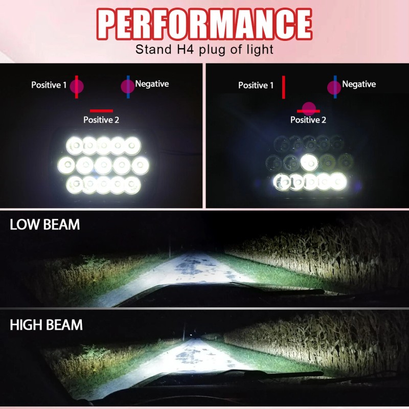 mayello Pair 7x6" 5x7" LED Headlights Lamp Sealed Hi/Lo For