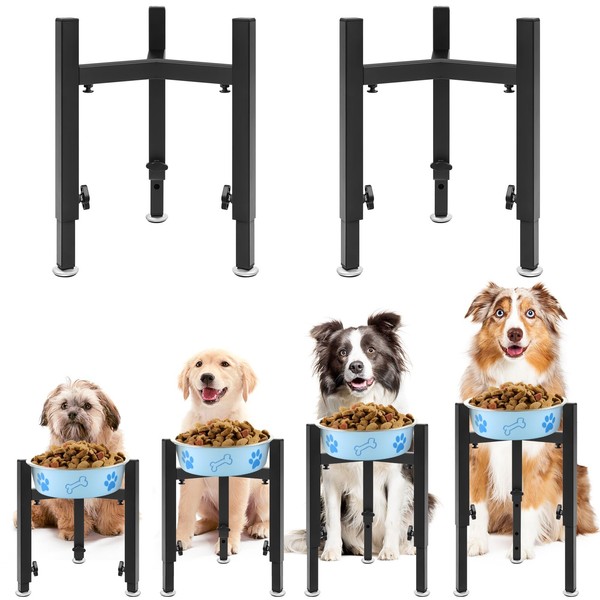 Gisafai 2 Pcs Adjustable Elevated Dog Bowl Stand Adjustable Heights