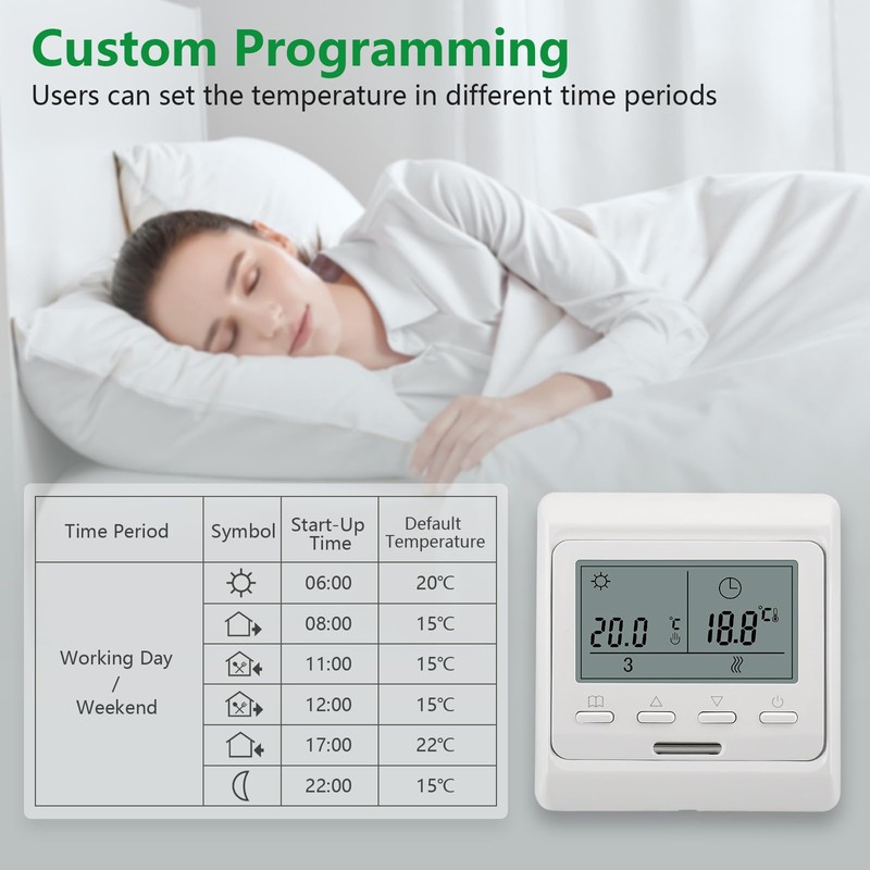 Wengart Electric Heating Thermostat WG806, Output 230V 16A, 7 Days