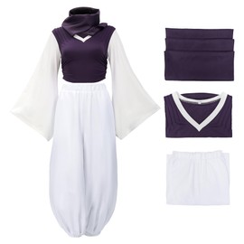 C-ZOFEK Women's Anime Cosplay Costume US Size Kimono Outfit Pants with Scarf Female Version(Purple, Medium)