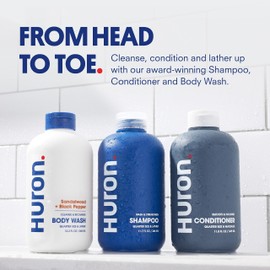 Huron Shower Kit for Men and Women – Shampoo, Conditioner & Body Wash with Citrus + Eucalyptus Scent, Hydrating, Phthalate Free, non-toxic Ingredients for Hair & Skin Care, 12 fl oz (Pack of 3)