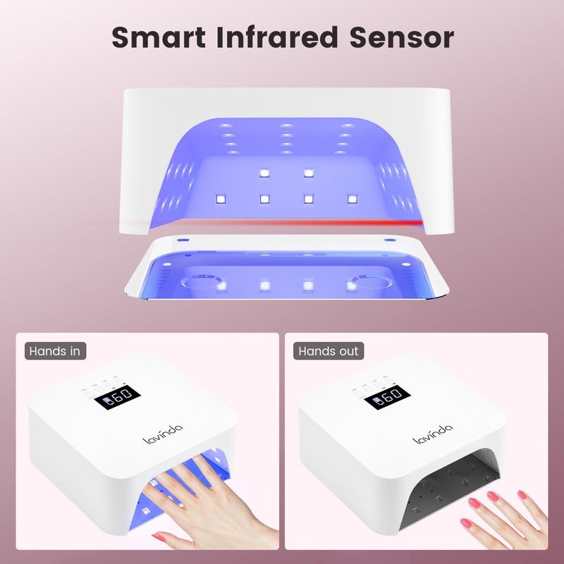 Lavinda 48W Nail Lamp, Rechargeable Cordless UV Light for Gel