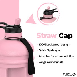 Fuel24 Jug - 2.2 Litre Water Bottle - Extra Strong Flex Material - Drop Proof, Pop or Straw Cap Options - 2.2L Large Gym Sports Bottle, BPA FREE