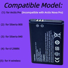 Cakriolos 2-Pack Backup Battery for Steelseries Arctis Pro Wireless, Siberia 800, 840, 61298RX Headsets, H Wireless Gaming Headset 160240 Battery Rechargeable