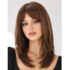 TISHINING Pelucas marrones para mujeres blancas, longitud media, capas, mezcla