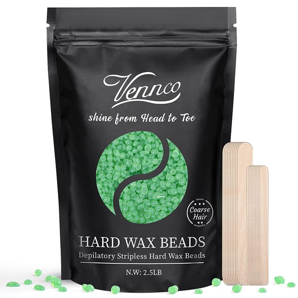 2.5lb Aloe Hard Wax Beads - VENNCO Wax Beans for Coarse Hair Removal, Gentle Large Refill for Wax Warmer Kit, At-Home & Professional Smooth Waxing for Sensitive Skin Brazilian Bikini Face Eyebrow Leg