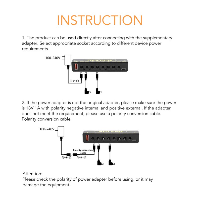 Guitar Pedal Power Supply 8 Way Isolated Low Noise Effect