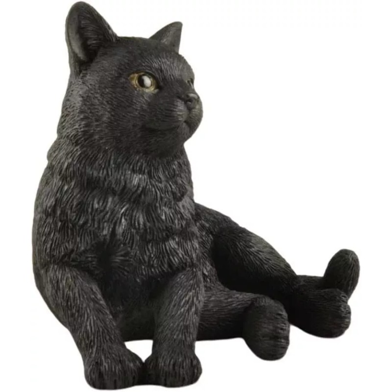 3 inch Black Cat Lounging Hand Painted Resin Figurine Statue