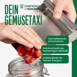 FACKELMANN Chefkoch Stainless Steel Vegetable Taxi - Practical Household Aid for the Kitchen - Kitchen Spatula for Picking up Cut Vegetables - Dishwasher Safe Vegetable Scoop