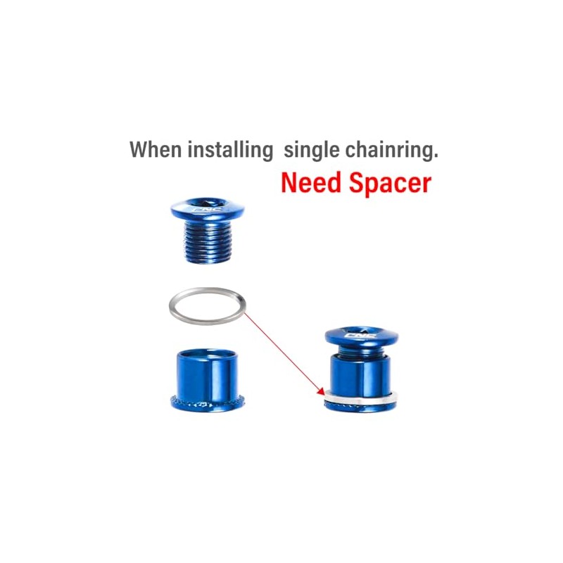 CNC Single/Double Chainring Bolts， Bike Chainring Bolts&Nuts Set M8×6.5mm.（Blue）