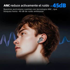 Audfonos Gamer Occiam Gm06 In Ears Color Plata - Anc -45db, Luces Rgb, 70h Duracin, 13mm Hifi, 360 Sonido Surround, 45ms Latencia, Doble Micrfono,... 