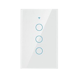 DQST Interruptor Apagador Inteligente WiFi, SE REQUIERE CABLE NEUTRO, Smart Switch con Tecla Táctil Sensibilidad, Control Remoto 2.4G WiFi, Compatible con Alexa/Google Home/IFTTT (3 Gang)