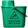 2Work Plastic Mop Bucket with Wringer 15 Litre Green 102946GN