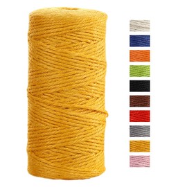 JeogYong Jute Twine Twine 2mmx100m Natural Coloured Jute Twine 3 Ply Garden Twine Kitchen Twine Thick Jute Rope for Decoration Floristry DIY Bundling Gift Wrapping (Gold)