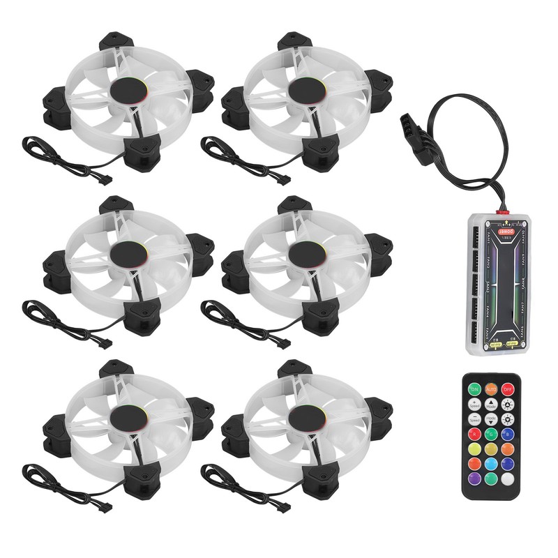 6pcs Computer Case Fan 120mm Ultra Quiet Adjustable Color RGB
