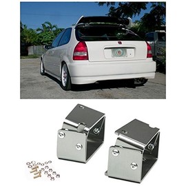 EOS Rear Wing Spoiler Riser Extender Lift Tilt Kit Silver - For Honda Civic 3 Door Hatchback EK9 96-00 1996 1997 1998 1999 2000