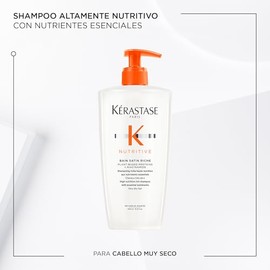 KERASTASÉ Bain Satin Riche| Shampoo para cabello seco y muy seco | Hidrata y nutre a profundidad el cabello | Con Proteínas a Base de Plantas y Niacinamida | 500ml