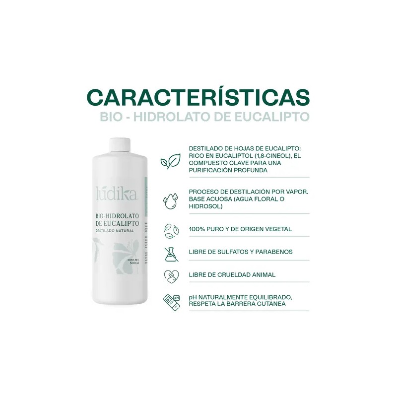 Hidrolato De Eucalipto Puro Refrescante, Astringente 500 Ml