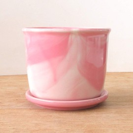 Flower Pot Saucer Set, Pink Marble, Stylish, Pottery, Mino Ware