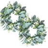 LSKYTOP 2 Pack Green Eucalyptus Wreath Round Artificial Farmhouse Wreath for Door Wall Window Decor,12Inch/PC