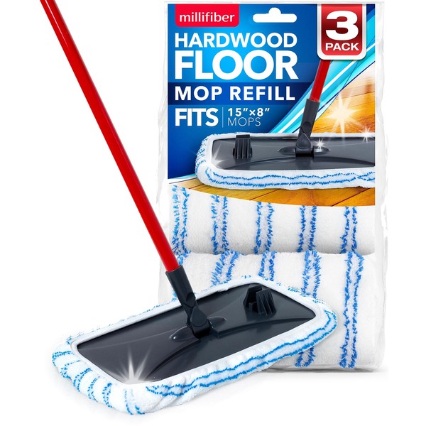 Millifiber Microfiber Mop Refills 15x8 Inches, 3-Pack (Mop is Not Included)