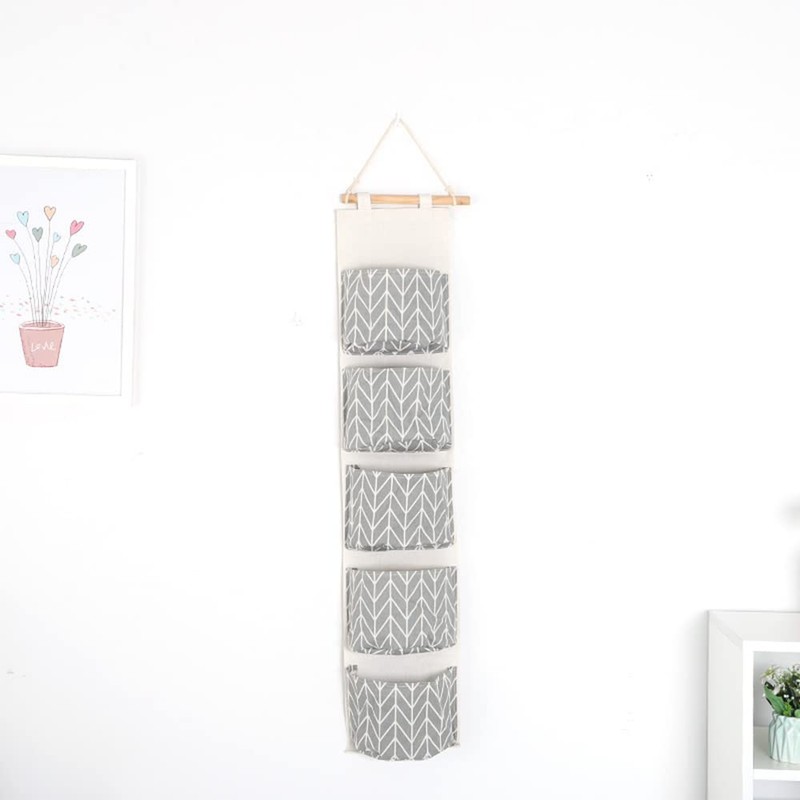 SagaSave Door Hanging Storage Bag Closet Organizer Canvas 5 Pockets